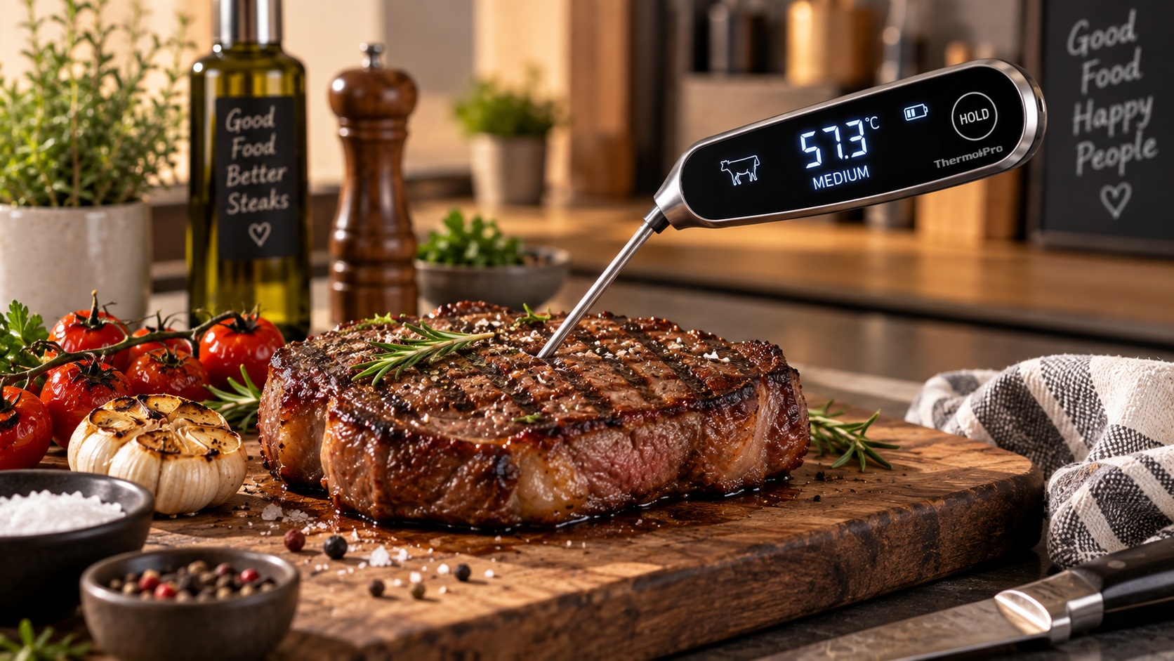 Best digital meat thermometer for juicy roasts on a grilled steak