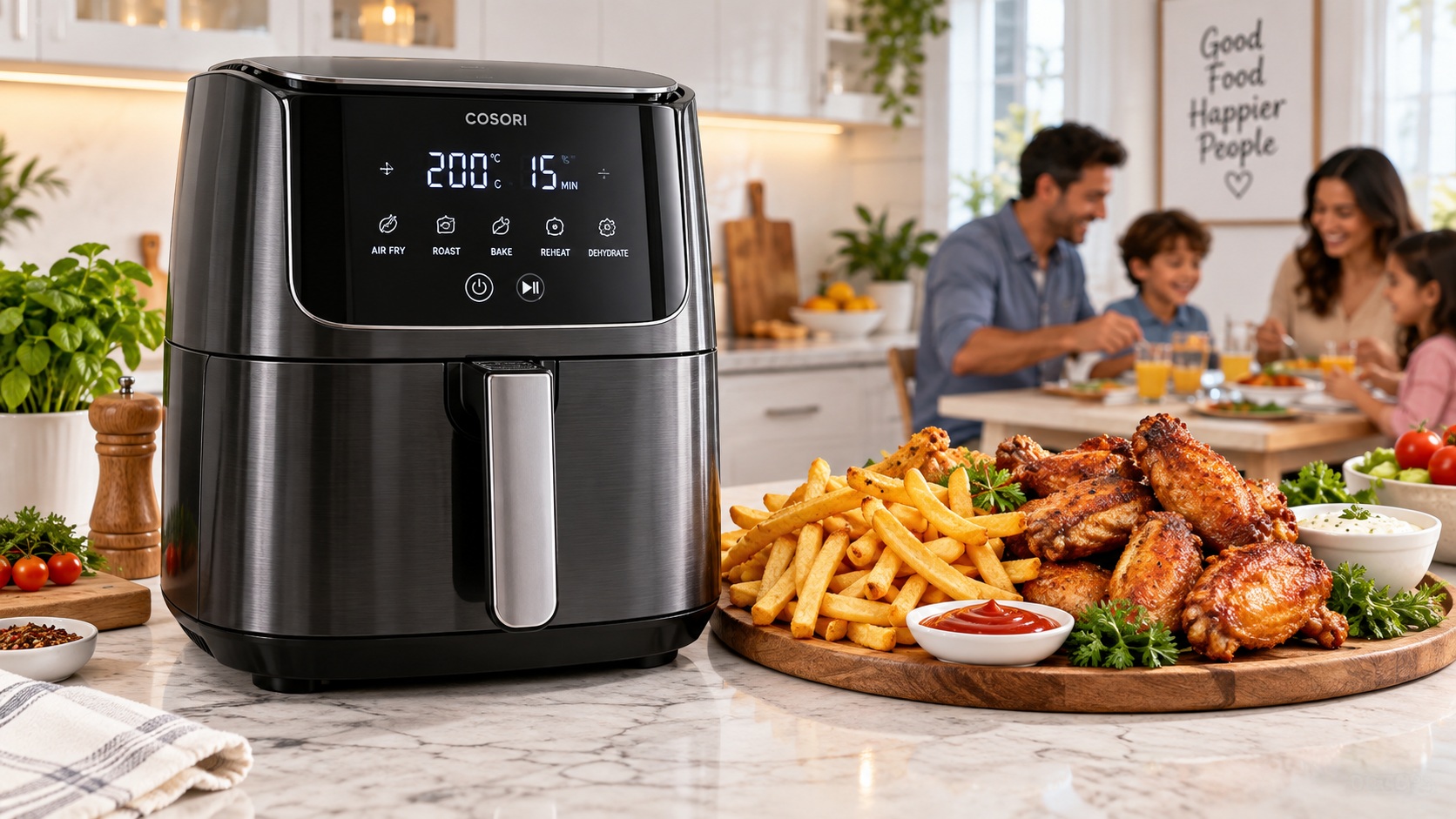 Best smart air fryer for family cooking on a modern kitchen counter