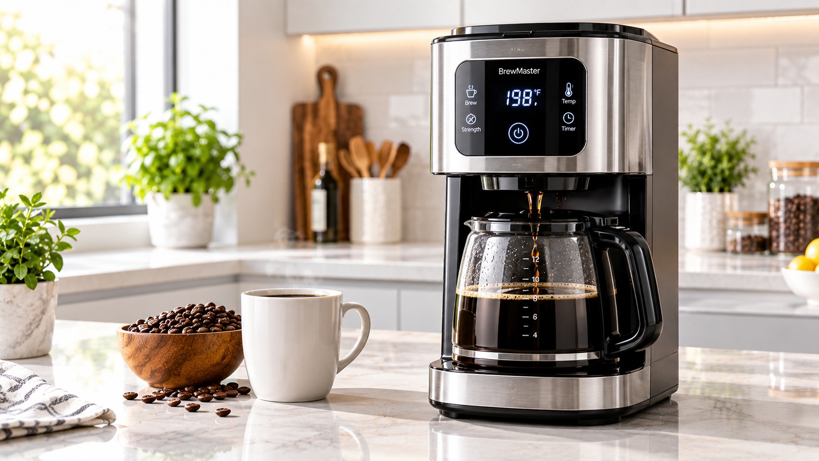 Best smart coffee maker for perfect brew operating on a modern kitchen counter