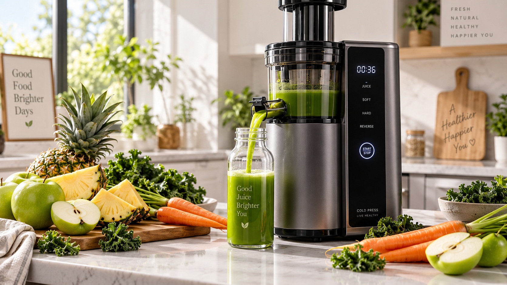 Best smart juicer machine for healthy drinks on a clean counter