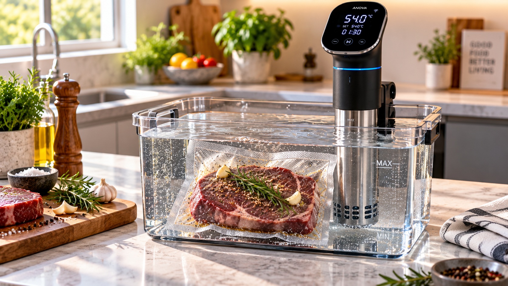 Best smart sous vide cooker for tender meats with a vacuum sealed steak