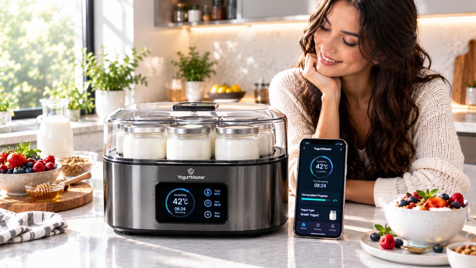 Best smart yogurt maker for clean eating processing tracking incubation stages operating on a clean kitchen counter